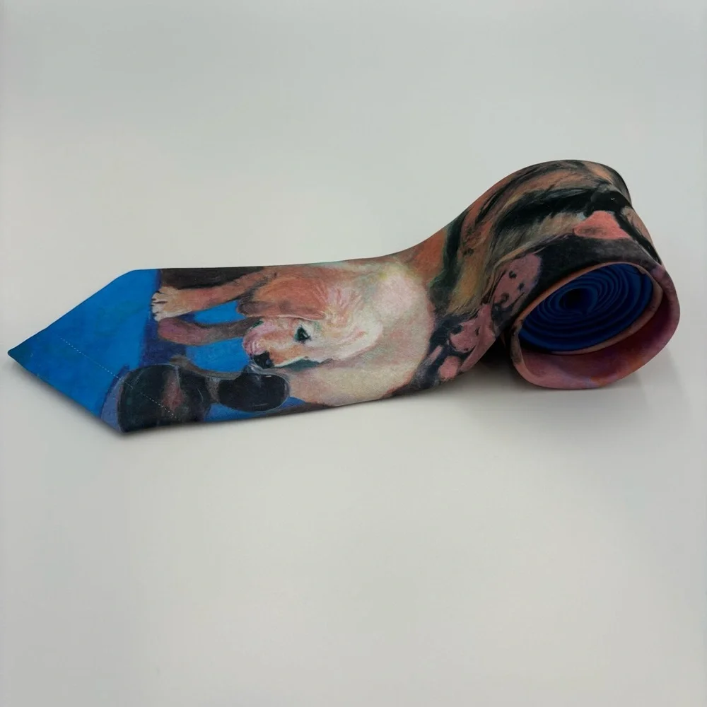 VTG Ralph Marlin Golden Retrievers Neck Tie Pet Puppy Dog Pattern 1992 Men’s USA